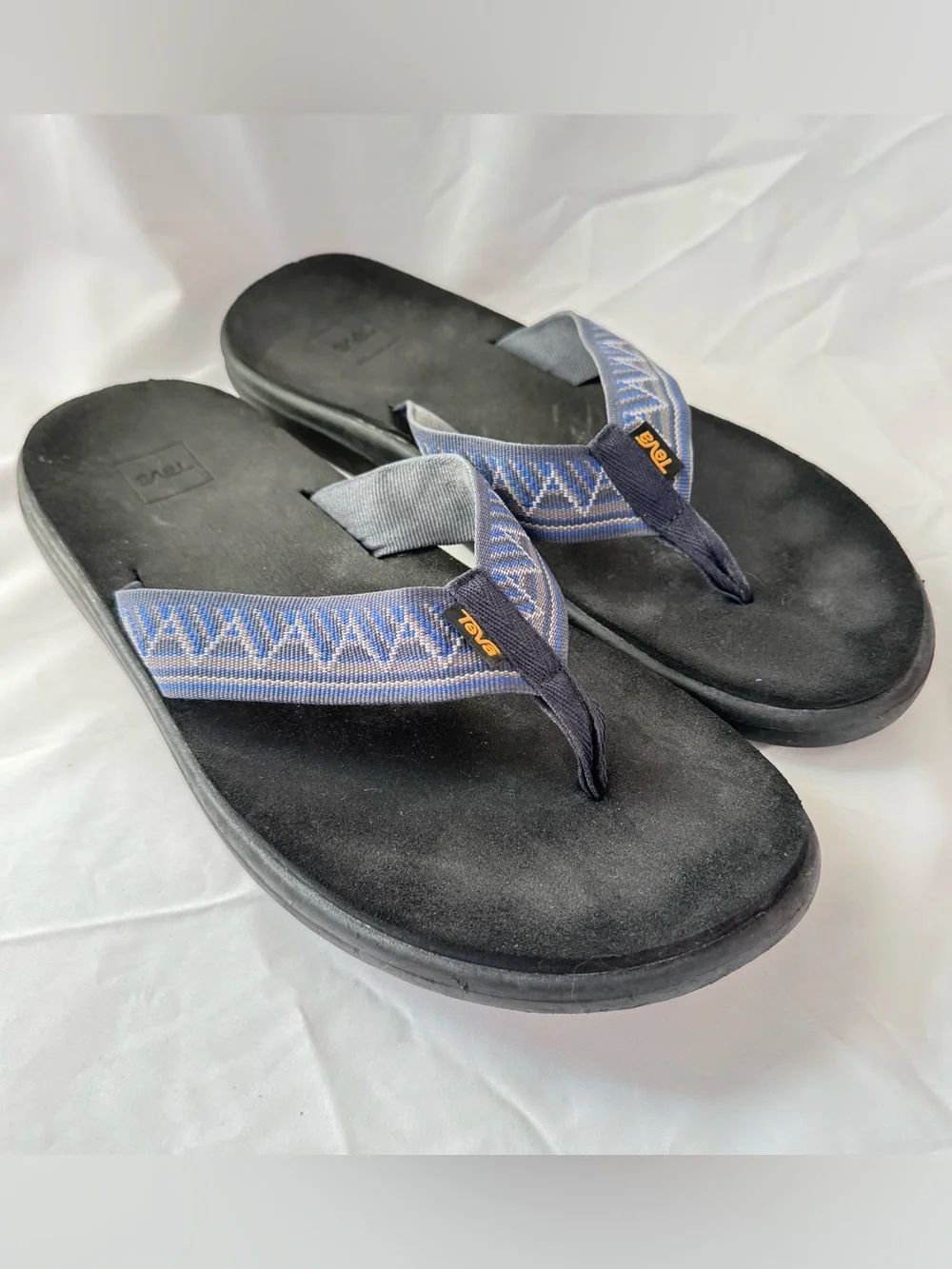 Teva Voya Flip Flop Sandals Mens 11 Toe Post Slip On Flats Blue Aztec Southwest